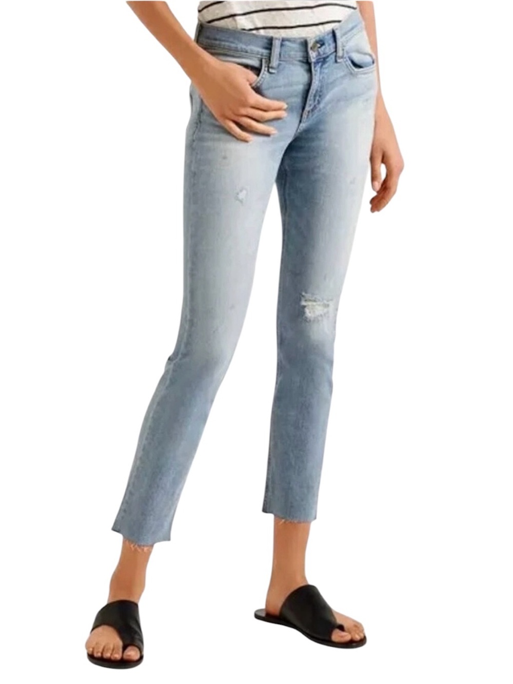 rag & bone Dre Capri Torst Distressed Raw Hem Crop Jeans 25 NWT